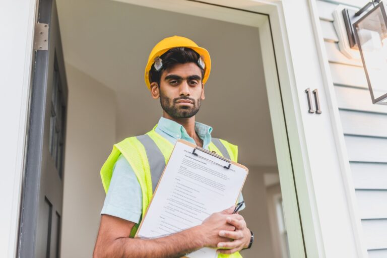 Arbeitnehmernummer Sozialkasse Bau – Bauarbeiter mit Klemmbrett und Unterlagen