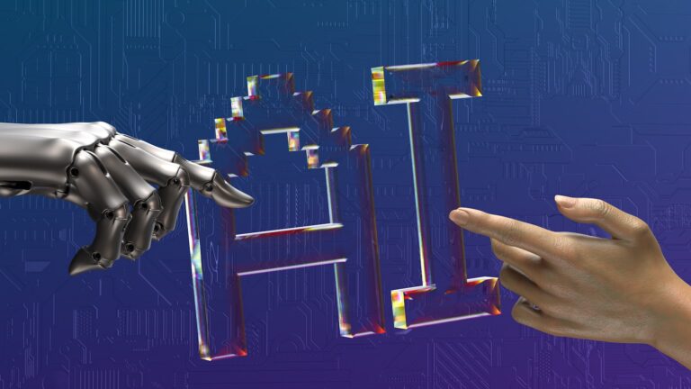 KI-gestützte Geschäftsmodelle: Was Gründer 2026 beim Aufbau beachten müssen robot and human hands reaching toward ai text